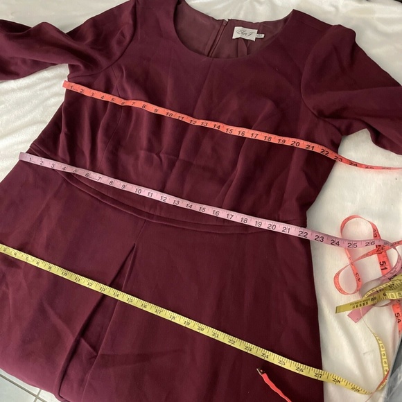 NWT Eliza J [ PLUS‎ SZ 20W ] Pleat Front Fit & Flare Dress in Oxblood Red - Picture 12 of 12